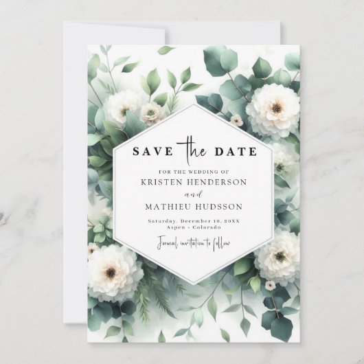 Eukalyptus Digital Wedding Whimsical Blume Save The Date (Vorderseite)