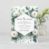 Eukalyptus Digital Wedding Whimsical Blume Save The Date (Stehend Vorderseite)