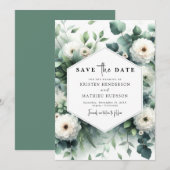 Eukalyptus Digital Wedding Whimsical Blume Save The Date (Vorne/Hinten)