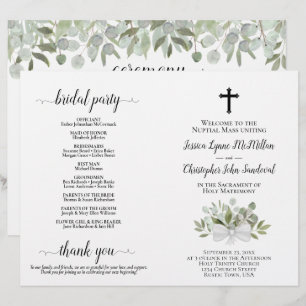 Eukalyptus DIY Falt Hochzeitsprogramm Katholisch