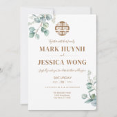 Eukalyptus Double Happiness Wedding Einladung (Vorderseite)