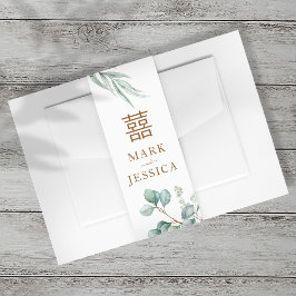 Eukalyptus Double Happiness Wedding Einladung Einladungsbanderole