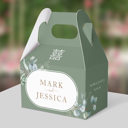 Eukalyptus Double Happiness Wedding Vielen Dank Geschenkschachtel