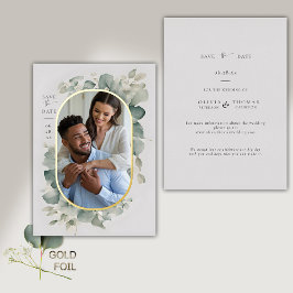 Eukalyptus Dreamy Gold Foto Wedding Save the Date Folieneinladung