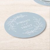 Eukalyptus Dusty Blue Custom Wedding Paper Unterse Runder Pappuntersetzer (Angewinkelt)