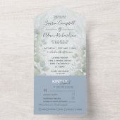Eukalyptus Dusty Blue Watercolor Wedding All In One Einladung (Innen Boden)