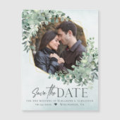 Eukalyptus Dusty Blue Wedding Foto Save the Date Magneteinladung (Vorderseite)