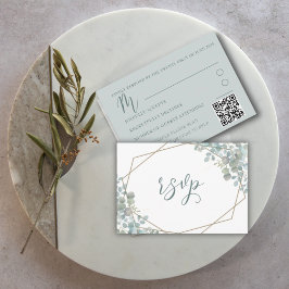 Eukalyptus Dusty Blue Wedding RSVP Begleitkarte