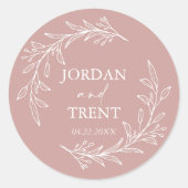 Eukalyptus Dusty Rose Custom Wedding Stickers (Vorderseite)