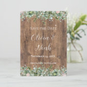 Eukalyptus Dusty Rose Save-the-Date | Grüne Pflanz Einladung (Stehend Vorderseite)