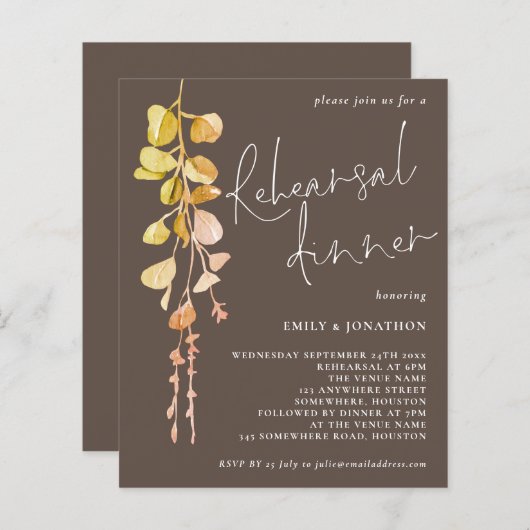 Eukalyptus Earth Tones Probe Abendessen (Vorne/Hinten)