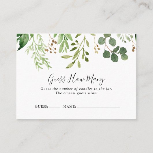 Eukalyptus Einfache Blütenschätze Wie viele Spielk Visitenkarte (Vorderseite)