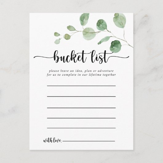 Eukalyptus-einfache Eimerkarten mit grüner Freude Postkarte (Vorderseite)