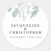 Eukalyptus Einfache Hochzeit mit blühenden Wasserf Runder Aufkleber (Vorderseite)