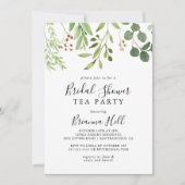 Eukalyptus Einfaches Brautparty Tee Party Einladung (Vorderseite)