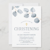 Eukalyptus-Einfachheit | Feiern mit Kreuz Einladung (Vorderseite)