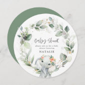 Eukalyptus Elefant niedliche grüne Babydusche Einl Einladung (Vorne/Hinten)