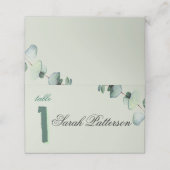 Eukalyptus Elegant Botanische Hochzeit Grün Platzkarte (Außenseite Aufgefaltet)