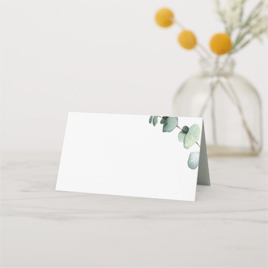 Eukalyptus Elegant Botanische Hochzeit Grün Platzkarte (Rückseite)