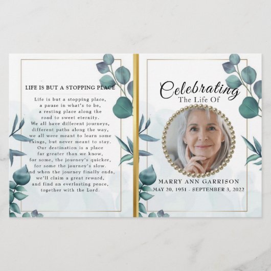 Eukalyptus Elegant Celebration of Life Program (Vorderseite)