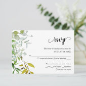Eukalyptus Elegant Greenerity Wedding RSVP Card (Stehend Vorderseite)