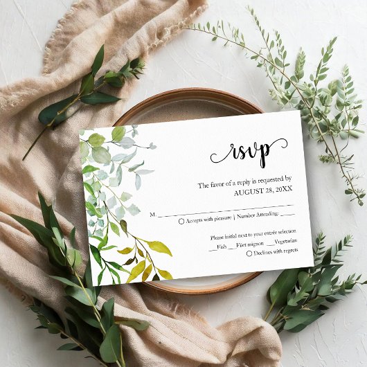 Eukalyptus Elegant Greenerity Wedding RSVP Card Karte