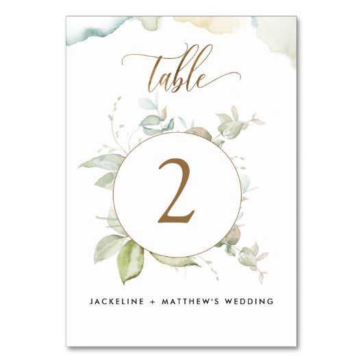 Eukalyptus Elegant Greenerity Wedding, Tischnummer (Vorderseite)
