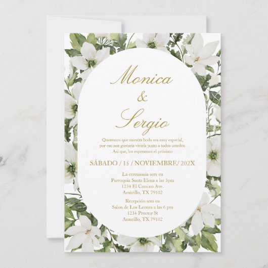 Eukalyptus Elegant Hochzeit Einladung auf Spanisch (Vorderseite)