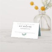 Eukalyptus Elegant Script-Namen Datum Hochzeit Platzkarte (Vorderseite)