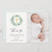Eukalyptus| Elegante Aquarelltaufe Dankeskarte (Vorne/Hinten)