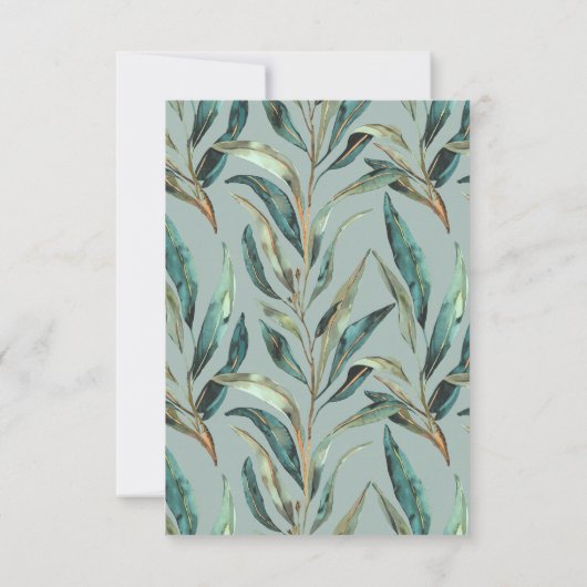 Eukalyptus Elegante Beerdigung Gedenkstätte Dankeskarte (Rückseite)