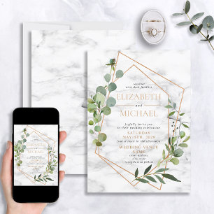 Eukalyptus-Elegante Hochzeit mit Kupfergeometrie Einladung
