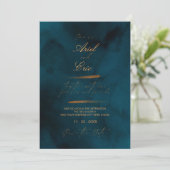Eukalyptus-Elegante Hochzeit von Navy & Gold Save The Date (Stehend Vorderseite)