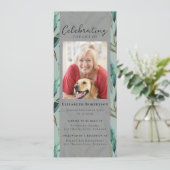 Eukalyptus Elegantes Foto Beerdigung Digitaler Run Einladung (Stehend Vorderseite)