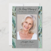 Eukalyptus Elegantes Foto Keepake Beerdigung Geden Dankeskarte (Vorderseite)