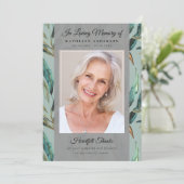 Eukalyptus Elegantes Foto Keepake Beerdigung Geden Dankeskarte (Stehend Vorderseite)