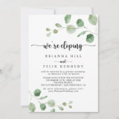 Eukalyptus Elopement Empfang Einladung (Vorderseite)