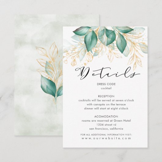 Eukalyptus-Empfang Begleitkarte (Vorne/Hinten)