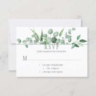 Eukalyptus Envy Horizontal Dunkeler Grüner Hinterg RSVP Karte