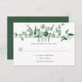Eukalyptus Envy Horizontal Dunkeler Grüner Hinterg RSVP Karte (Vorne/Hinten)