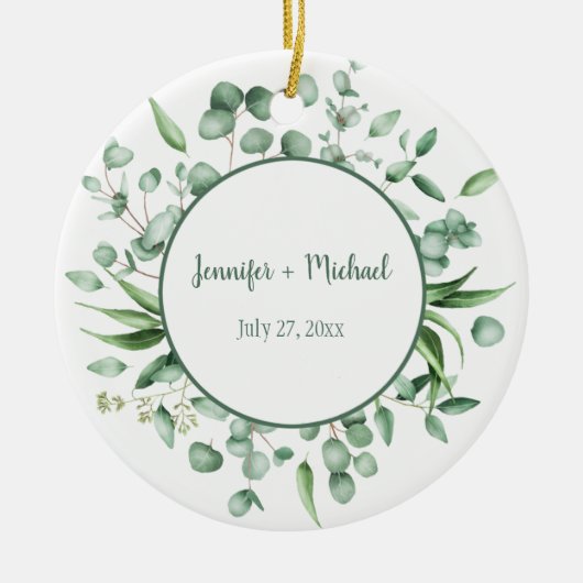 Eukalyptus Envy Wreath Wedding Keepake Keramikornament (Vorne)