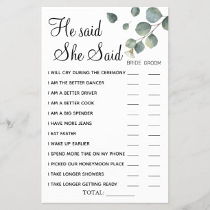 Eukalyptus Er sagte, sie habe Duschspielkarte Flyer