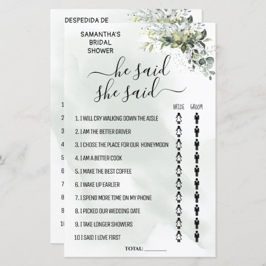 Eukalyptus Er sagte, sie wolle zweisprachiges Spie (Vorne/Hinten)