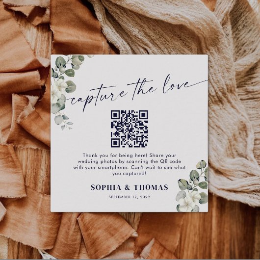 Eukalyptus erfasst die Liebe QR-Code Hochzeiten Fo Begleitkarte