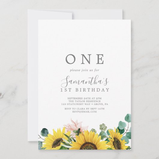 Eukalyptus-Erster Geburtstag Einladung (Vorderseite)