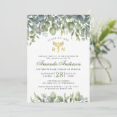 Eukalyptus-Eukalyptus-Abschluss Einladung (Stehend Vorderseite)