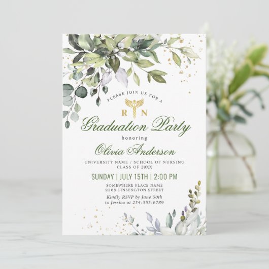 Eukalyptus-Eukalyptus-Abschluss Einladung (Stehend Vorderseite)