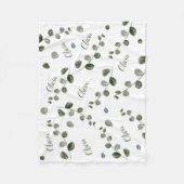 Eukalyptus-Eukalyptus-Grüne Aquarellfarbe Wiederho Fleecedecke (Vorderseite)