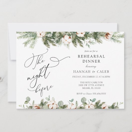 Eukalyptus Evergreen Night Before Probe Dinner Einladung (Vorderseite)