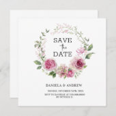 Eukalyptus Everlasting Embrace Pink Peony Wreath Save The Date (Vorne/Hinten)